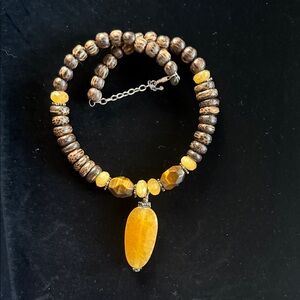 Silpada Yellow and Brown Beaded Necklace